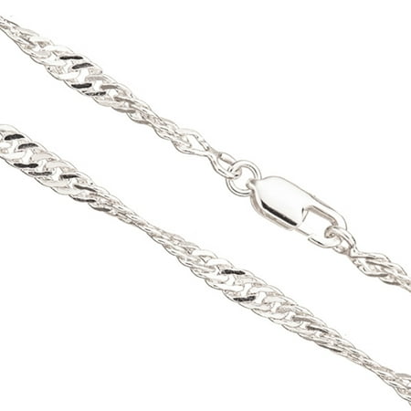 16Inch Necklace Silver Twisted Flat Curb Chain With Lobster Claw Clasp