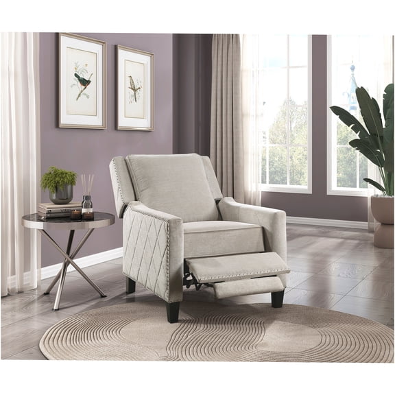 JERFIT Modern Push Back Recliner Chair with Nailhead Trim, Sand Textured Fabric, Solid Wood Frame for Living Room