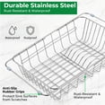 thumbnail image 5 of Riousery Dish Drying Rack, Stainless Steel Expandable Over Sink Dish Rack, Adjustable Dish Drainer for Kitchen Sink or Countertop, Space-Saving Design, 11.8"–16.5", 5 of 8