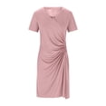 thumbnail image 4 of Dvprdro Womens Casual Work Mini Dress V Neck Short Sleeve Pleated Front Slim Fit Pencil Dress Solid, 4 of 6