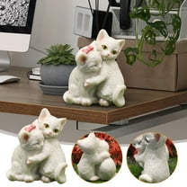 COFEST Cute Cats Resin Cute Models Statues Small Tabletops Characters Cats Models Bonsai Home Decor Couples Cats white