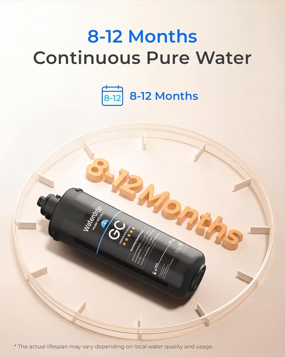Waterdrop WD-10GC Under Sink Water Filter, Replacement for Waterdrop TSA & TSB & TSB cm 3-Stage Under Sink Water Filter System