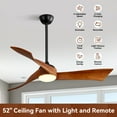 thumbnail image 6 of Sofucor 52 Inch Ceiling Fan with Light and Remote, Modern 3 Solid Wood Blades Ceiling Fan, 6 Speeds 5500CFM, Dimmable 3-Color LED with Memory, Timer & Quiet & Reversible DC Motor, ETL, Walnut Wood, 6 of 13
