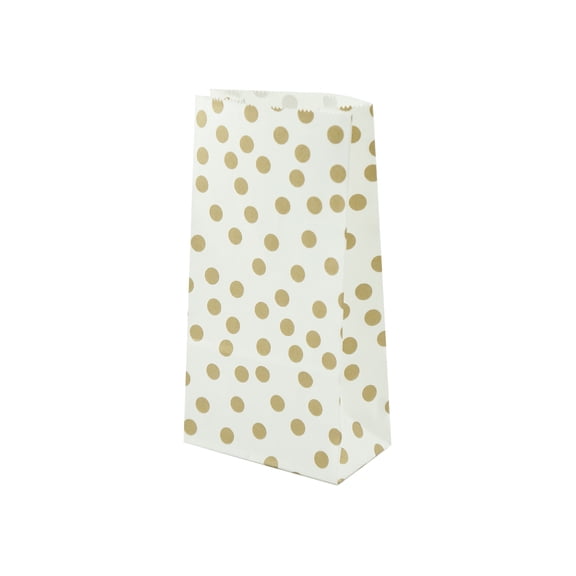 12 Packs: 16 ct. (192 total) White & Gold Dot Treat Bags by Celebrate It
