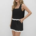 thumbnail image 5 of Htigea 2 Piece Lounge Sets for Women Summer Outfits Short Sleeve Womens Short Sets Casual Matching Set Black,XL, 5 of 7