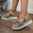 thumbnail image 4 of Mostsola Womens Sandals Peep Toe Wedge Espadrilles Casual Summer Beach Shoes Ankle Strap Heels, 4 of 8