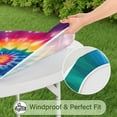 thumbnail image 5 of Colorful Rainbow Tie Dye Spiral Pattern Round Fitted Tablecloth with Elastic Edge,Dining Table Cover Waterproof,Outdoor Round Tablecloth for Camping,Dining,Indoor and Outdoor, 5 of 7