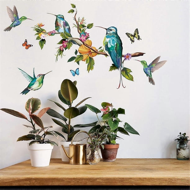 Nature Tree Branch with Flying Garden Song Birds Wall Art Decals Window Stickers Vinyl Girl Kids Decor Decoration Murals