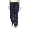 thumbnail image 2 of Picia Copper-Gold Gloss Outline Navy Dark Blue Womens Soft Woven Cotton Elastic Waistband Sleep Pajama Pant Lounge Sleep Pant With Pockets And Drawstring-Medium, 2 of 9