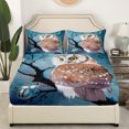 thumbnail image 3 of Erosebridal Owl Sheet Set Boho Owl Print Sheets Exotic Watercolor Animal Bed Sheets Set, Butterfly Bird Animal Decor Flat Fitted Sheet Room Decor Queen, 3 of 5