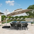 thumbnail image 2 of PURPLE LEAF 12FT Deluxe Round Patio Umbrella with Base, Large Offset Cantilever Umbrella with 360° Rotation, Beige, 2 of 14