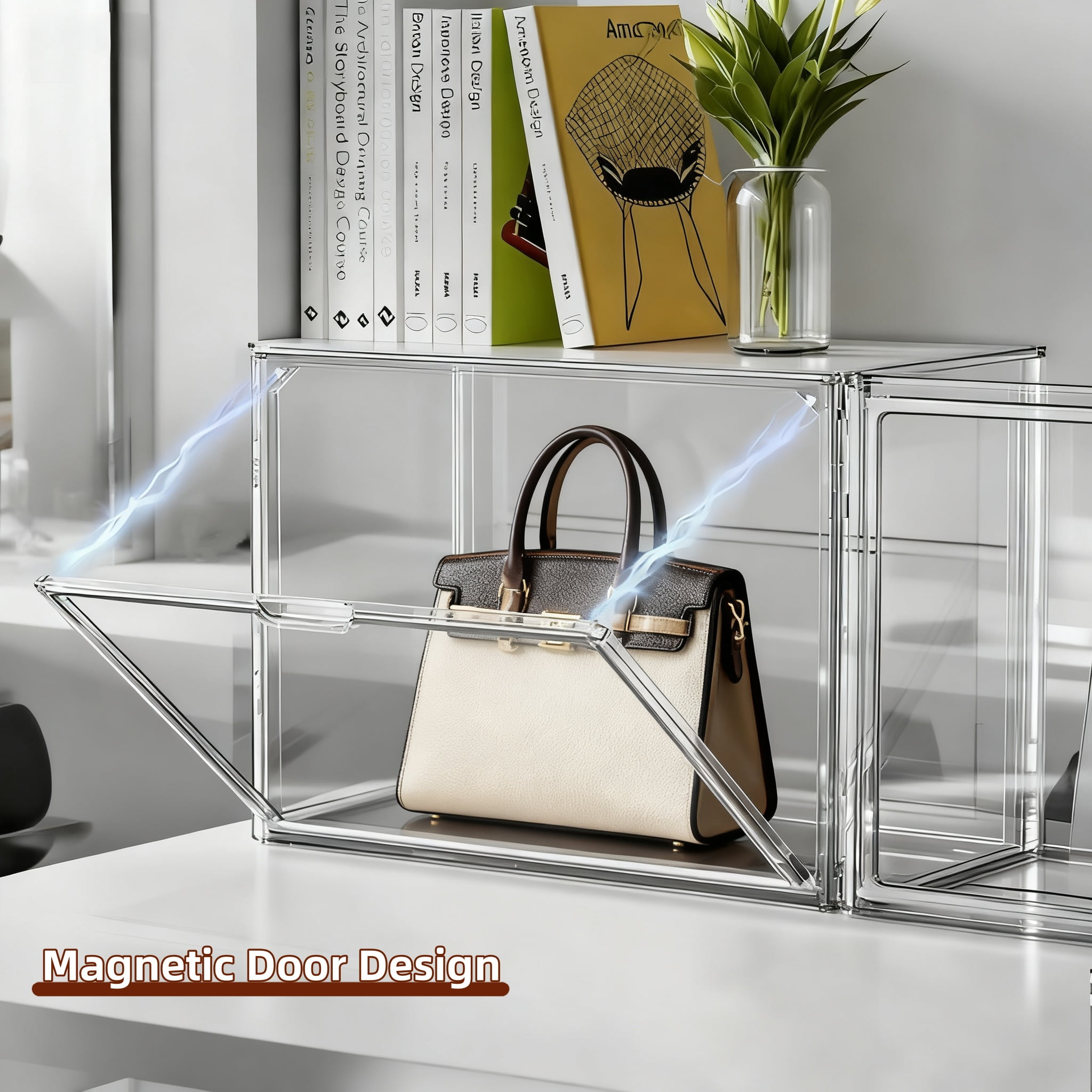 Clearance！3pcs Clear Display Cases Stackable Plastic Storage Bins with Lids - Ideal for Figurine, Toy, Books, Cosmetics, hangbags & Collectibles