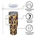 thumbnail image 4 of Leopard Print 40oz Tumbler– Stainless Steel Insulated Tumbler with Handle and Straw, Large Capacity Travel Cup for Hot & Cold Drinks, 4 of 6