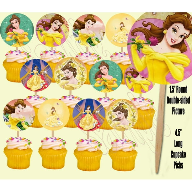 Belle Beauty And The Beast Double Sided Cupcake Picks Cake Toppers 12 Pcs Walmart Com Walmart Com