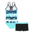 thumbnail image 2 of MSemis Girls Floral Printed Tankini Swimsuit Set Bathing Suit, 3-Piece, Sizes 4-16 Blue 12, 2 of 5
