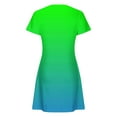 thumbnail image 5 of Homenesgenics Womens Dresses under $10.00 Women's Summer Gradient Color Double Pocket Short Sleeve Round Neck T-Shirt Dress Green L, 5 of 5