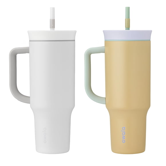 Owala Tasses de Voyage Isolées, 40 oz / 1185 ml, Lot de 2 – Résistantes aux Éclaboussures, Acier Inoxydable, Couvercle 2‐en‐1