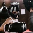 thumbnail image 2 of Boxeo Headgear Profesional Ligero Portátil Muay Thai Training Sparring Color Negro L Sharpla Casco de boxeo, 2 of 8