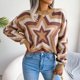 thumbnail image 5 of Suéter de manga larga con estrellas de colores contrastantes de moda europea y americana para otoño e invierno, ropa para mujer, 5 of 6