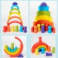 thumbnail image 4 of 12Pcs Wooden Rainbow Blocks Building Nesting Kids Boys, 4 of 8