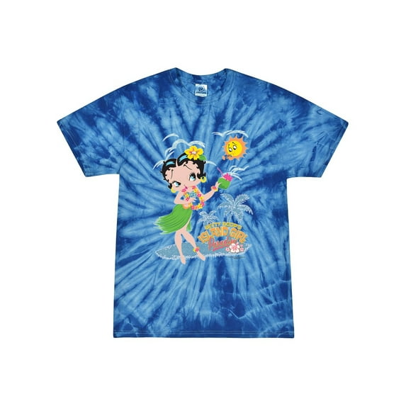 Wild Bobby Betty Boop Island Girl Paradise Betty Boop Tie-Dye T-Shirt, Spider Royal, Small
