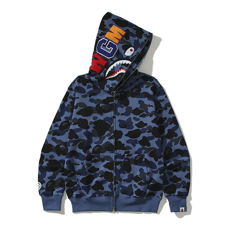 AAPE BY A BATHING APE Classic Camouflage Shark Autumn Hoodie Men