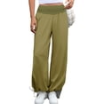 thumbnail image 4 of High  Waist Women Casual Wide Leg Pants Straight Drawstring Sport Trousers, 4 of 7
