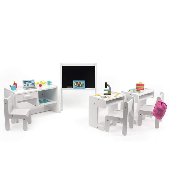 Playtime by Eimmie Classroom Playset w/ Desk & Chair for 18 Inch Dolls