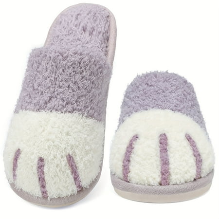 

Adorable Cartoon Patterned Plush Slippers - Soft Memory Foam Cozy Closed Toe Warm Winter Shoes for Indoor Use - All-Season Comfortable Flat Floor Slippers