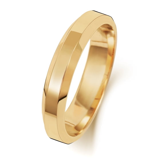 Medium 9k Gold 4mm Bevelled Court Comfort Men/Women Wedding Band/Ring