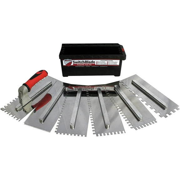 RTC 8 Piece Stainless Steel Switchblade Masonry Tile Grout Notch Trowel Tool Set