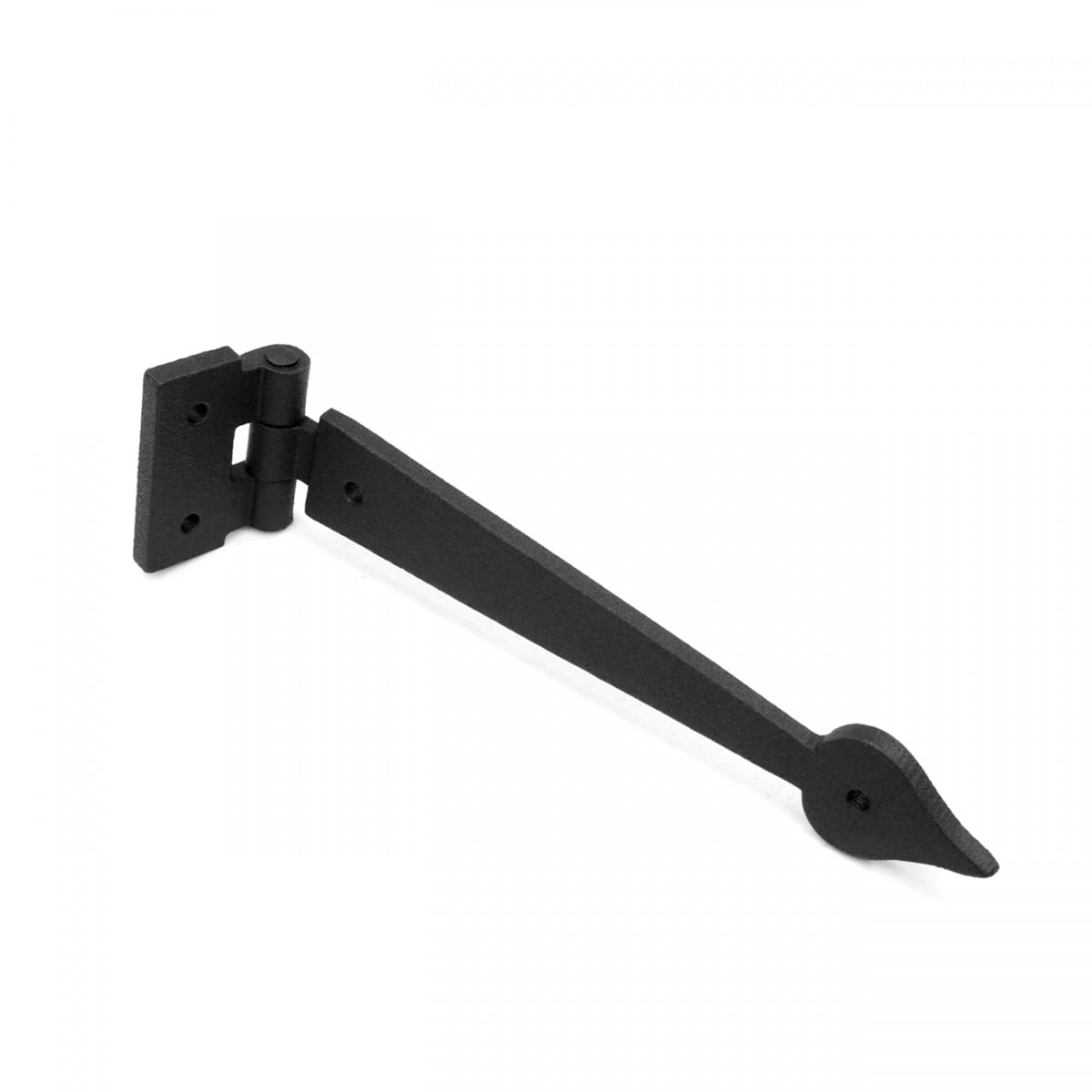 Renovators Supply Black Wrought Iron Strap Hinge Pair 7-3/8 in Spear Tip Flush Mount Heavy Duty Strap Gate and Door Hinges w/Hardware