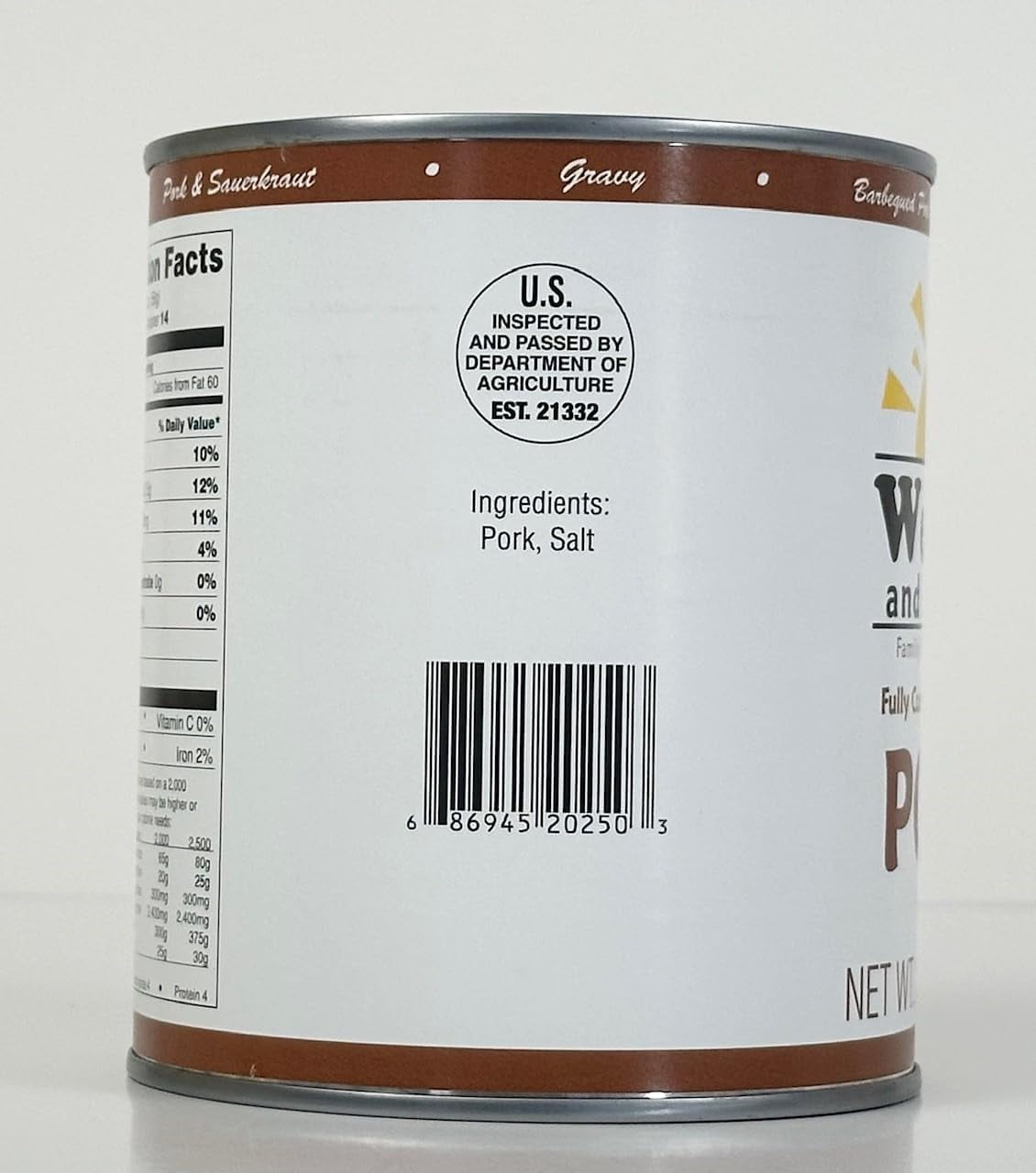 Werling & Sons Canned Pork 28 oz – Fully Cooked & Ready to Eat | Premium Shelf-Stable Canned Meat | Ideal for Emergency Food Supply, Camping, Prepping & Quick Meals | Made in USA | 5-Year Shelf Life