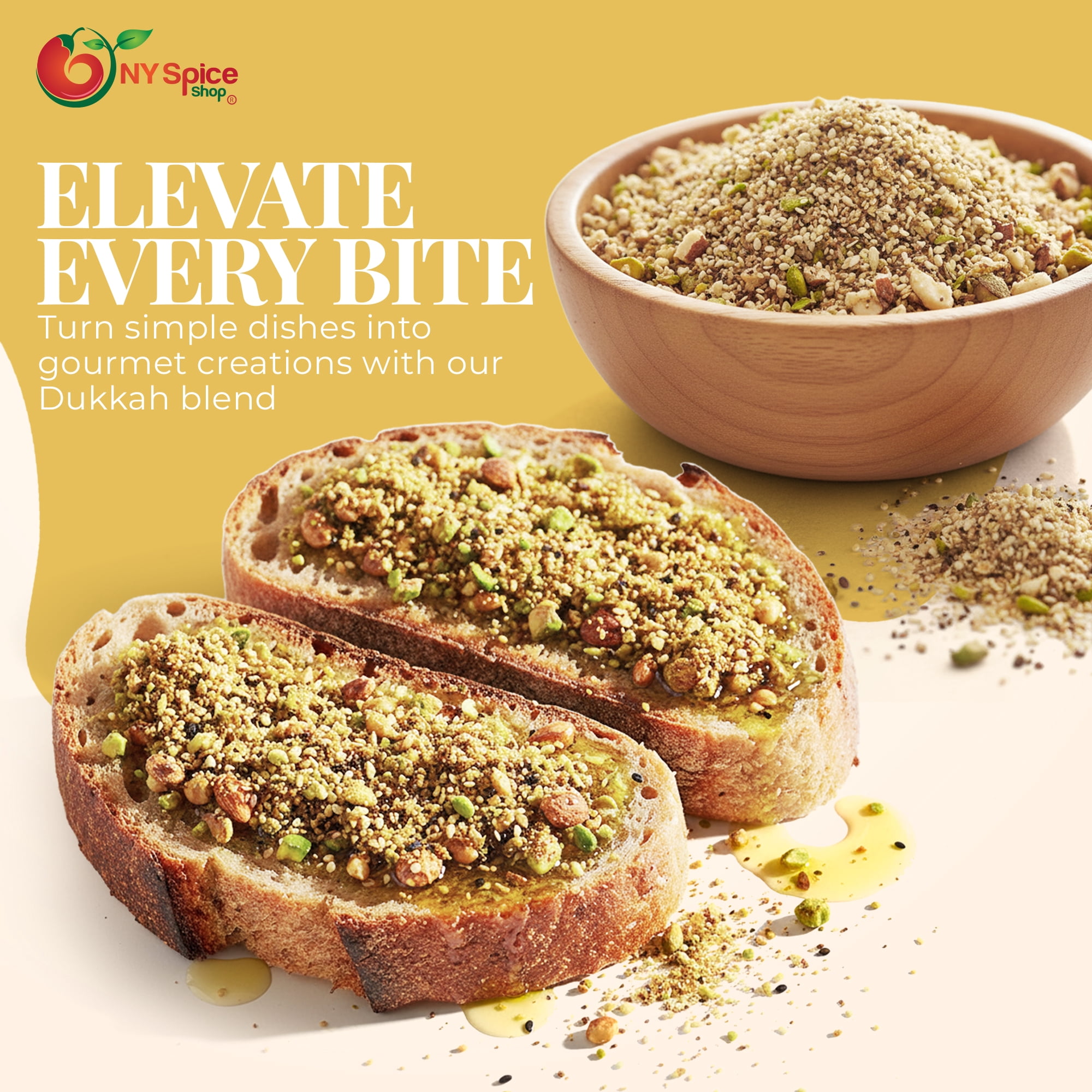 NY SPICE SHOP Dukkah Spice Blend - 08 Ounce - Middle Eastern Dukkah Blend - Traditional Egyptian Dukkah Mix Seasoning of Nuts and Spices - Perfect for Middle Eastern Cuisine