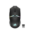 thumbnail image 2 of CORSAIR NIGHTSABRE WIRELESS RGB - Mouse - right and left-handed - optical - 11 buttons - wireless - Bluetooth, 2.4 GHz - USB wireless receiver, 2 of 15