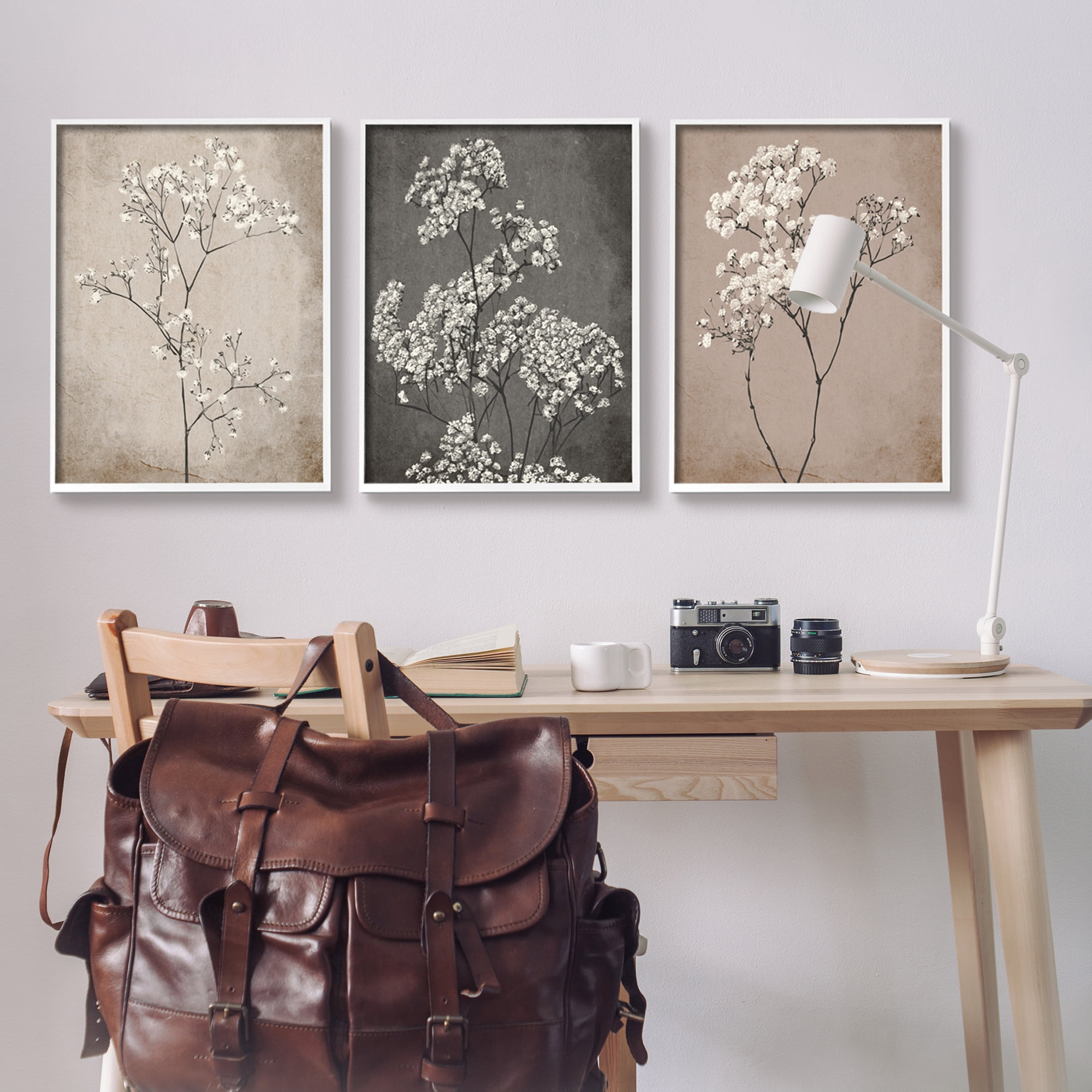Stupell Industries Botanical Baby's Breath Herbs Botanical & Floral Painting White Framed Art Print Wall Art, 24 x 30, Set of 3