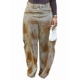 thumbnail image 3 of Women'S High Waisted Baggy Jeans Trendy Wide Leg Washed Distressed Denim Pants Brown XL, 3 of 8