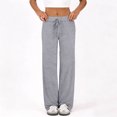 thumbnail image 6 of Pajama Pants for Women Soft Wide Leg Pants Flowy Comfy Casual Lounge Yoga Capri Pants 28" 29" Inseam Light Gray M, 6 of 6