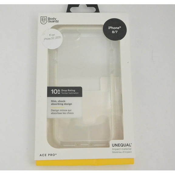New Bodyguardz ACE PRO Clear Case for iPhone SE (2020)/ 8/ 7/ 6