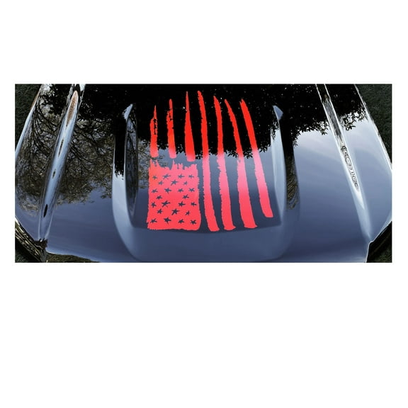 Chevy Silverado Red Distressed Flag Hood Decal Graphic 2019-2026