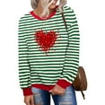 thumbnail image 5 of ICHUANYI Womens Striped Heart Print Oversized Sweatshirt Color Block Crew Neck Long Sleeve Casual Loose Pullover Top Sweatshirts, 5 of 6
