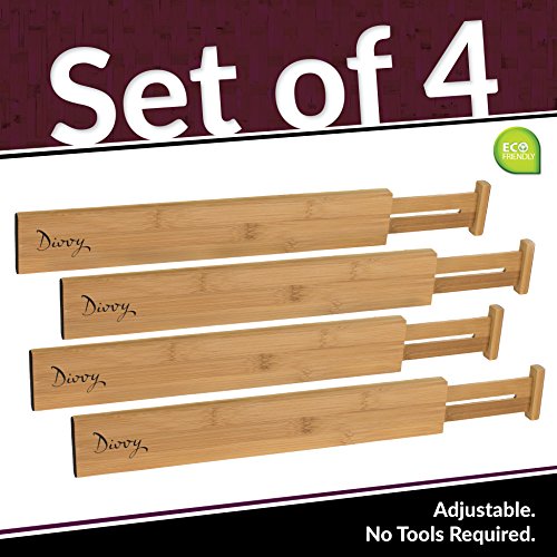 Bamboo Wooden Drawer Divider Set Of 4 Adjustable Organizers
