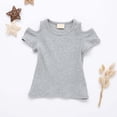 thumbnail image 2 of Toddler Girls Cold Shoulder Ribbed Tees 1-5 Years Old Cotton Short Sleeve Basic Layering Tops Summer Casual Playwear, 2 of 8