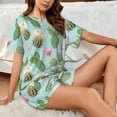 thumbnail image 6 of Womens Pajama Sets With Pocket, green Cactus Succulents Lounge Sets Short Sleeve Sleepwear PJ Sets for Women, 6 of 6