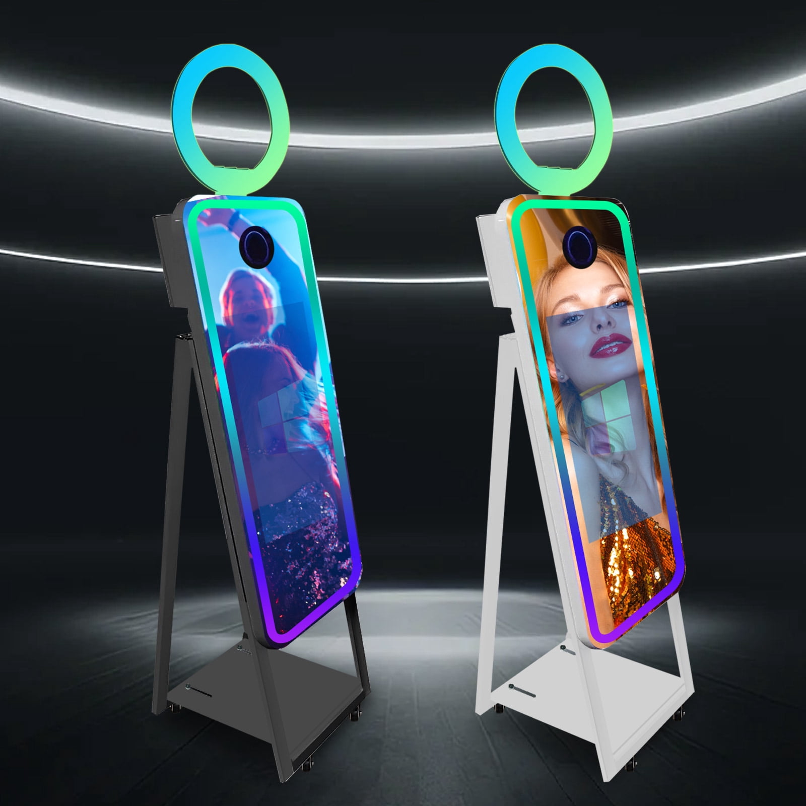 PAAFNN 40" Photobooth with 21.5" Touch Screen Selfie Machine Ring Light for Party Events