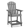 thumbnail image 1 of Costway 1 PCS Tall Bar Stool HDPE Patio Chair with Armrest Footrest Home Indoor Outdoor Gray, 1 of 8