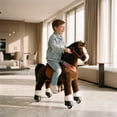 thumbnail image 2 of PonyCycle Ride-On Horse Toy for Kids, Plush Riding Pony with Sound & Hand Brake, Kid-Powered, Ages 4-7, Chocolate, Ux421, 2 of 9