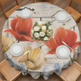 thumbnail image 2 of Vintage Tulip Round Tablecloth 54 inches Farmhouse Retro Orange Yellow Blue Flower Barn Door Waterproof Oil-Proof Table Cloth Round Table Cover for Holiday Party Picnic Dinner Decor Indoor Outdoor, 2 of 9
