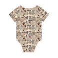 thumbnail image 2 of Daiia Abstract Coffee Printed Unisex-Baby Short Sleeve Onesies Bodysuits Baby Climbing Clothes Soft and Comfortable Romper with Expandable Shoulder Design-12 Months, 2 of 8