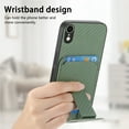 thumbnail image 5 of Case for iPhone XR with Hidden Kickstand, Carbon Fiber Texture Wallet Case with Card Holder for iPhone XR Magnetic Car Mount Shockproof Military Grade Protection Cover, Green, 5 of 10